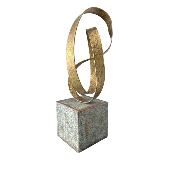 Mobius Strip Abstract Gold Metal Knot Art Sculpture Statue Modern Style 14" X 6" - Picture 6 of 7